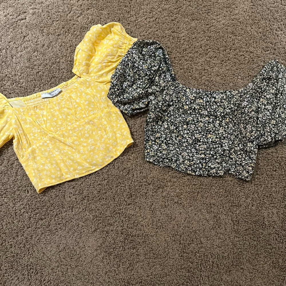 Two Sophie Rue Ruffled Floral Crop Tops!!